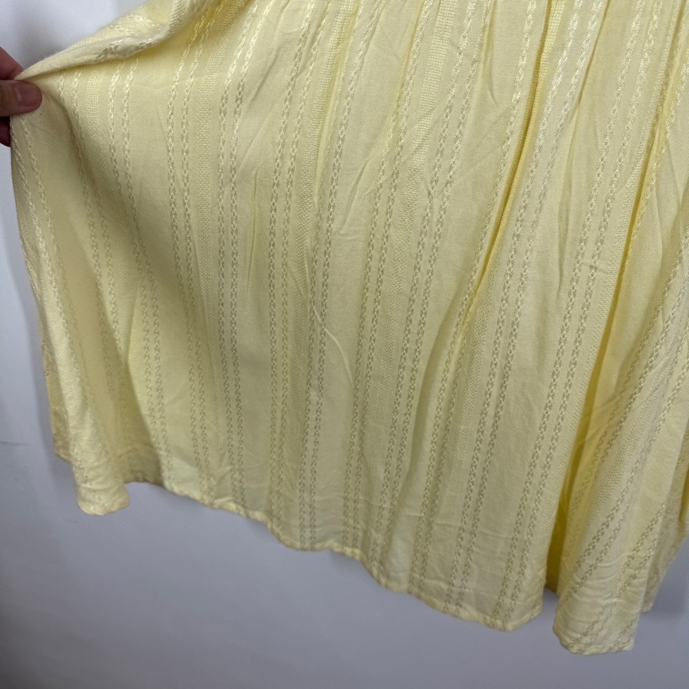 ICHI Yellow Textured Midi Dress Size 36 Button Front Short Sleeve Summer - Picture 8 of 13